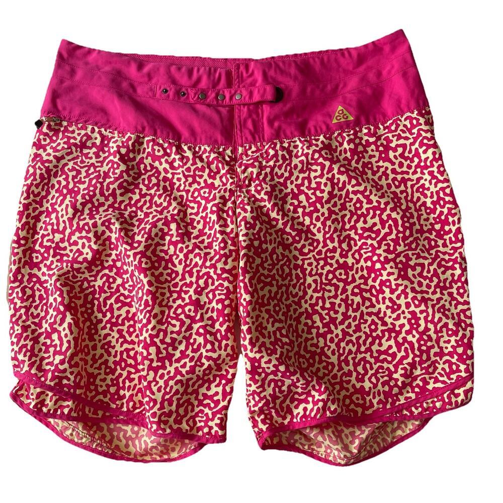 Nike ACG Board Shorts‎ Women Size 12 Pink Abstract Print Outdoor Swim Trunks Y2K